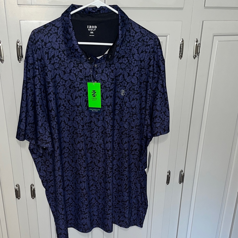 NWT Izod Golf Men's Floral Leaf Print Polo XXL